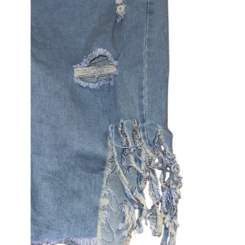 Womens Denim Bermuda Shorts XXL Distressed Ripped Frayed Hem Plus Size - Picture 3 of 8